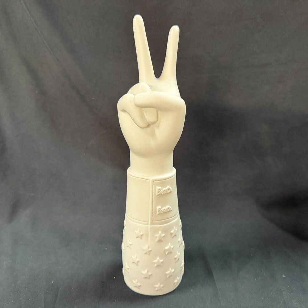 Jonathan Adler Peace Hand Arm Sculpture White Ceramic 9 ¾” Tall